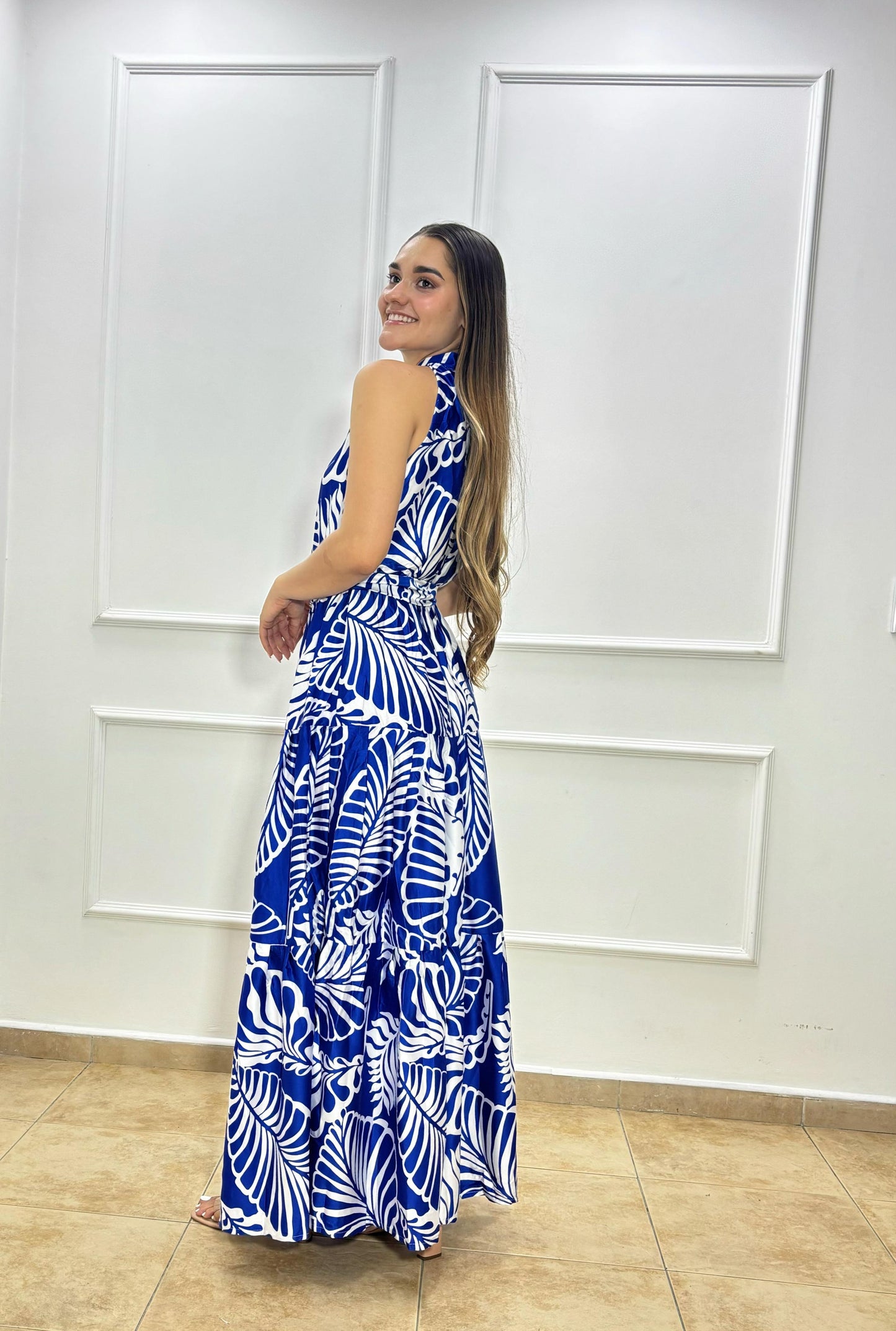 Vestido cuello alto Estampado