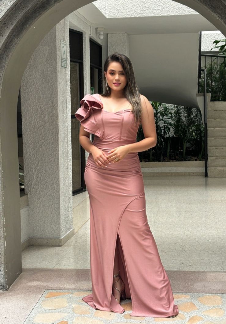 Vestido gala solo hombro