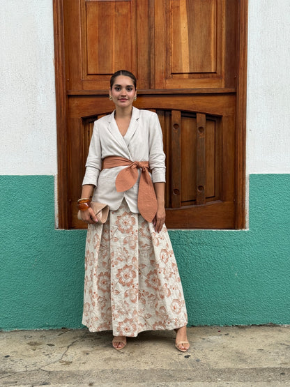 MAXI FALDA TABLONES ENCAJE