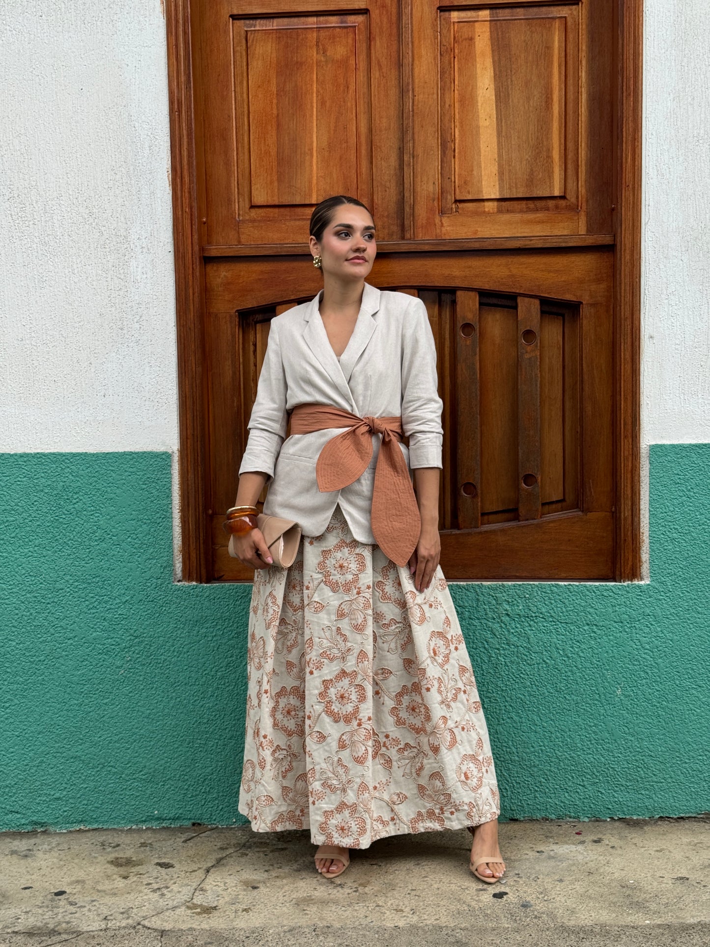 MAXI FALDA TABLONES ENCAJE