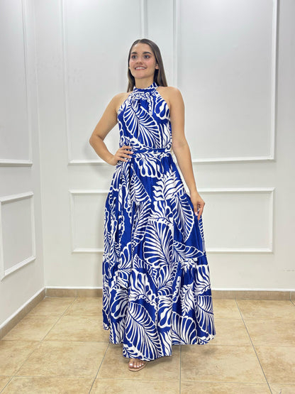 Vestido cuello alto Estampado