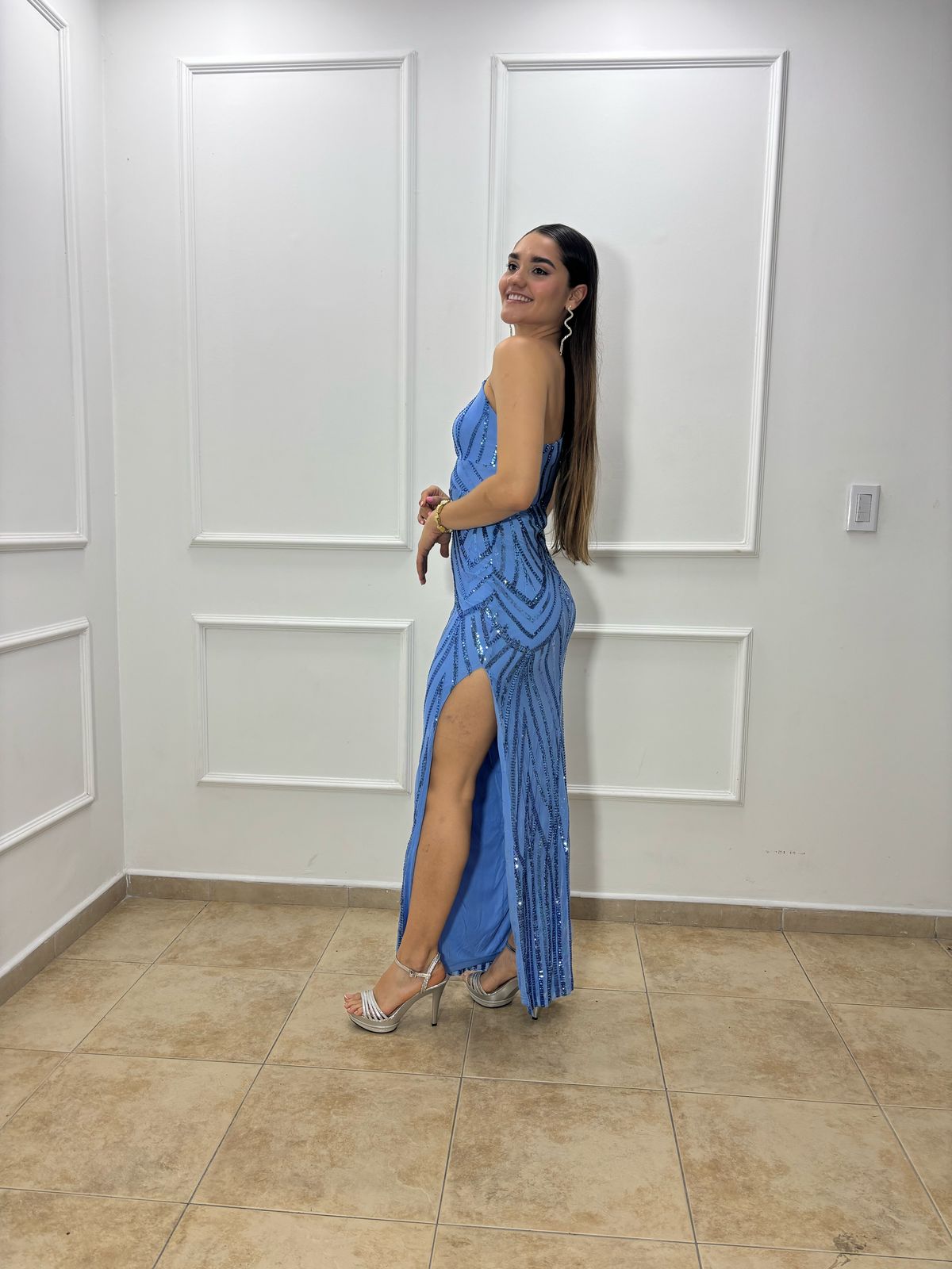 VESTIDO LENTEJUELA ASIMETRICO