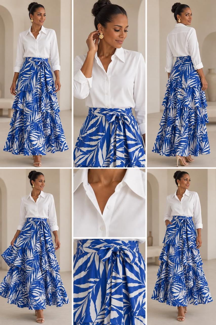 FALDA AZUL ESTAMPADA